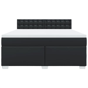 Κρεβάτι Boxspring με Στρώμα Μαύρο 180x200εκ.από Συνθετικό Δέρμα