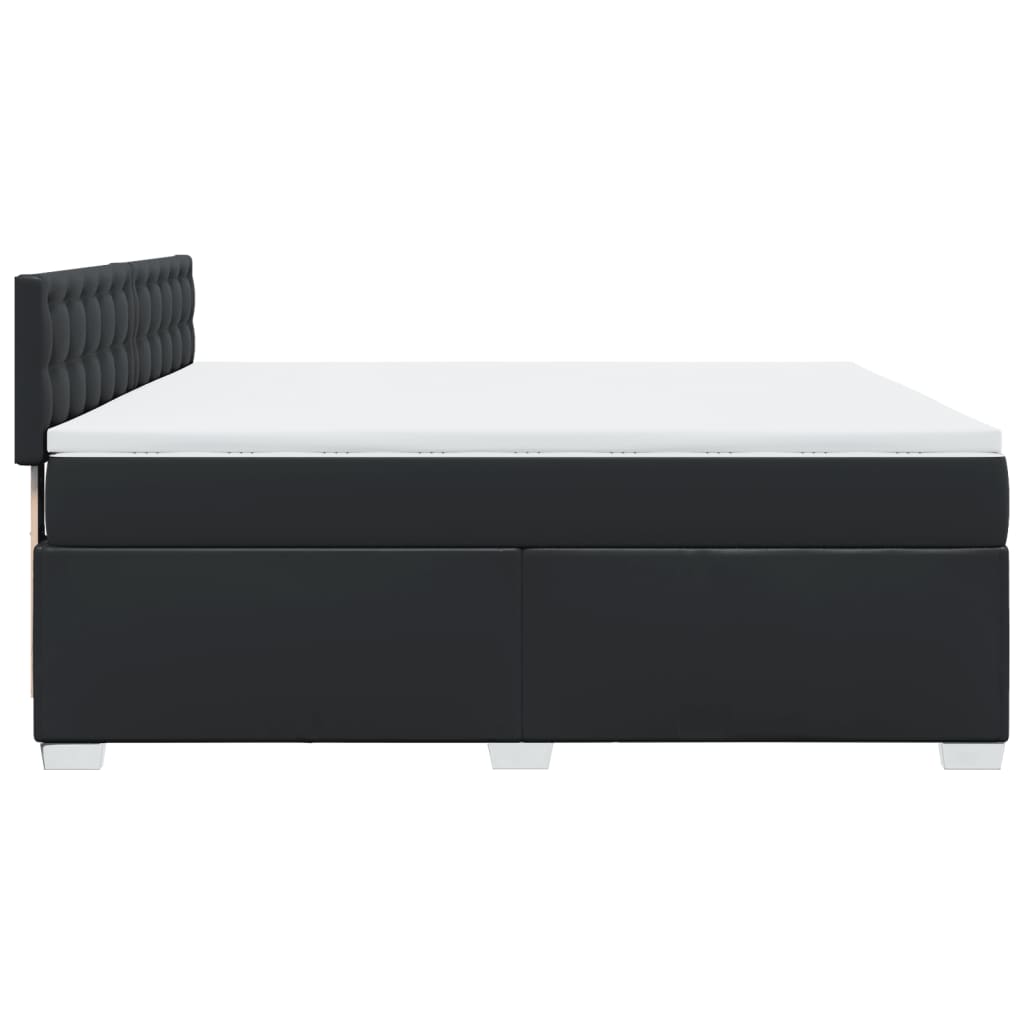 Κρεβάτι Boxspring με Στρώμα Μαύρο 180x200εκ.από Συνθετικό Δέρμα