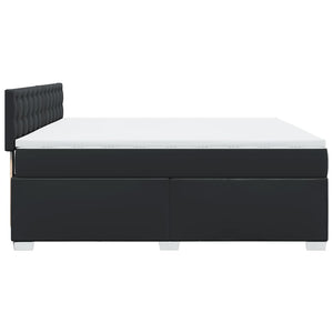 Κρεβάτι Boxspring με Στρώμα Μαύρο 180x200εκ.από Συνθετικό Δέρμα