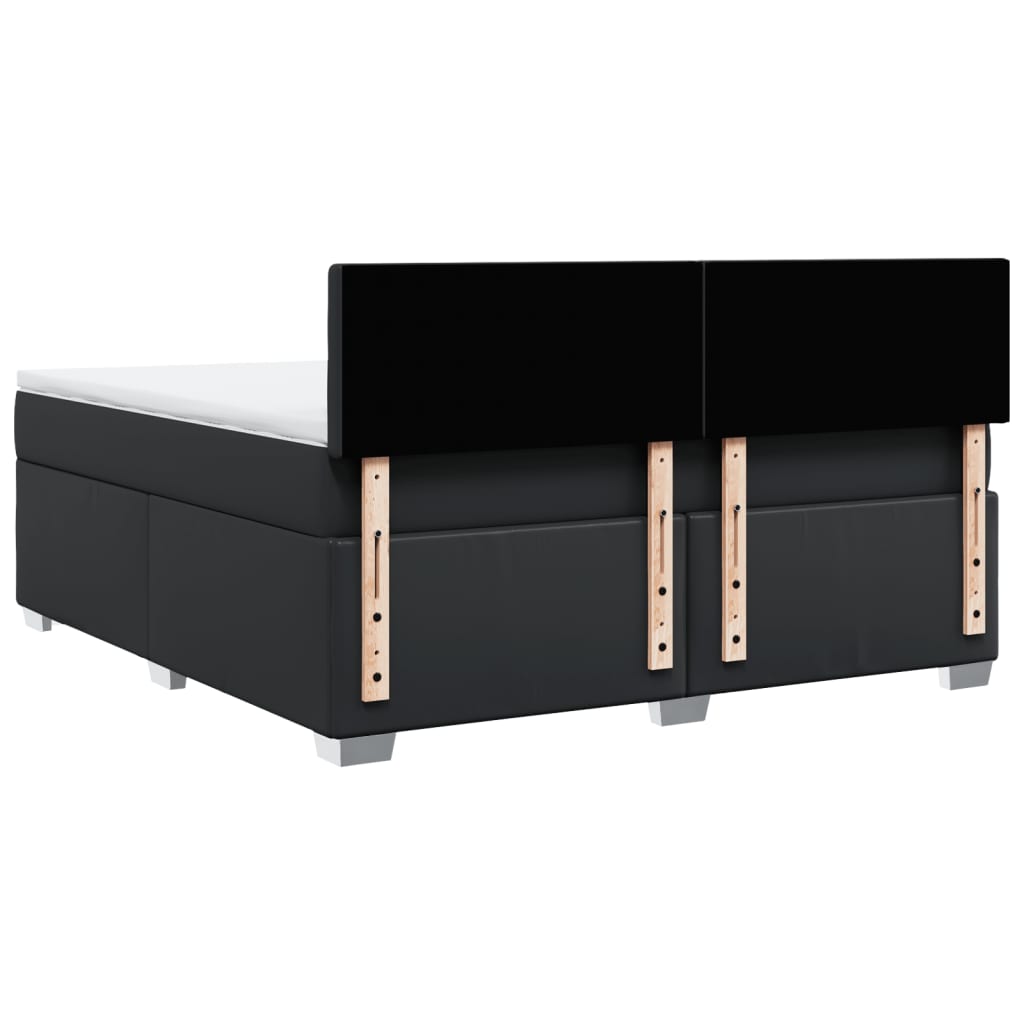 Κρεβάτι Boxspring με Στρώμα Μαύρο 180x200εκ.από Συνθετικό Δέρμα