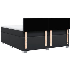 Κρεβάτι Boxspring με Στρώμα Μαύρο 180x200εκ.από Συνθετικό Δέρμα