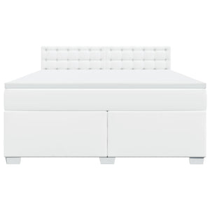 Κρεβάτι Boxspring με Στρώμα Λευκό 180x200 εκ. Συνθετικό Δέρμα - Pakobazaar
