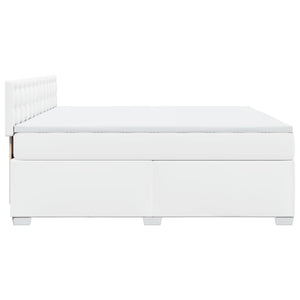 Κρεβάτι Boxspring με Στρώμα Λευκό 180x200 εκ. Συνθετικό Δέρμα - Pakobazaar