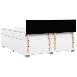 Κρεβάτι Boxspring με Στρώμα Λευκό 180x200 εκ. Συνθετικό Δέρμα - Pakobazaar