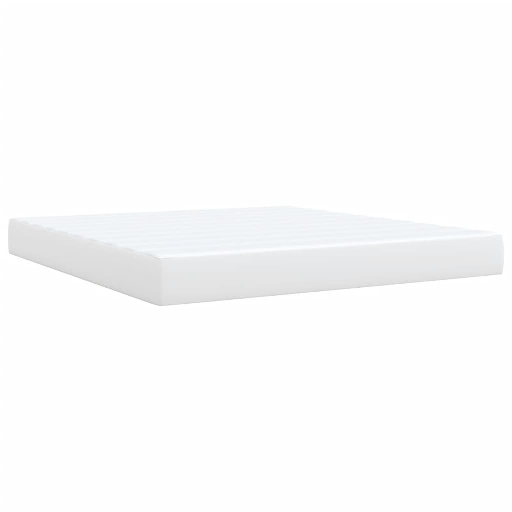 Κρεβάτι Boxspring με Στρώμα Λευκό 180x200 εκ. Συνθετικό Δέρμα - Pakobazaar