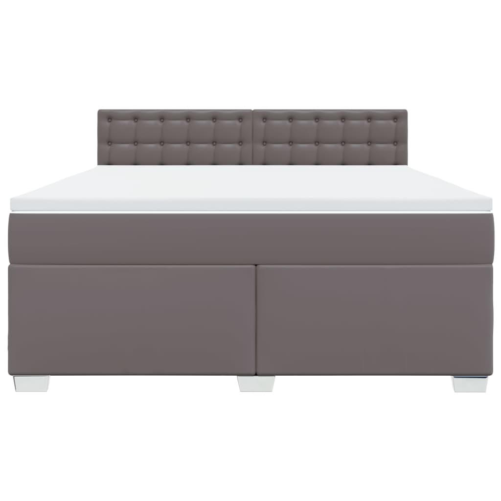 Κρεβάτι Boxspring με Στρώμα Γκρι 180x200 εκ. Συνθετικό Δέρμα