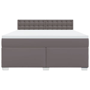 Κρεβάτι Boxspring με Στρώμα Γκρι 180x200 εκ. Συνθετικό Δέρμα