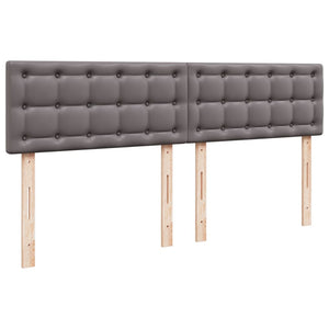 Κρεβάτι Boxspring με Στρώμα Γκρι 180x200 εκ. Συνθετικό Δέρμα