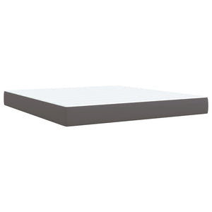 Κρεβάτι Boxspring με Στρώμα Γκρι 180x200 εκ. Συνθετικό Δέρμα
