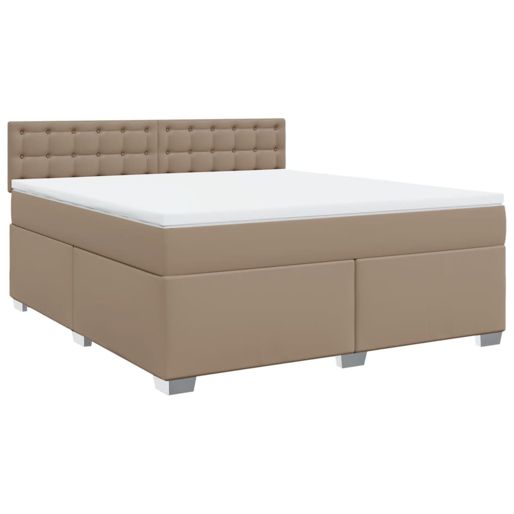Κρεβάτι Boxspring με Στρώμα Καπουτσίνο 180x200 εκ. Συνθ. Δέρμα - Pakobazaar