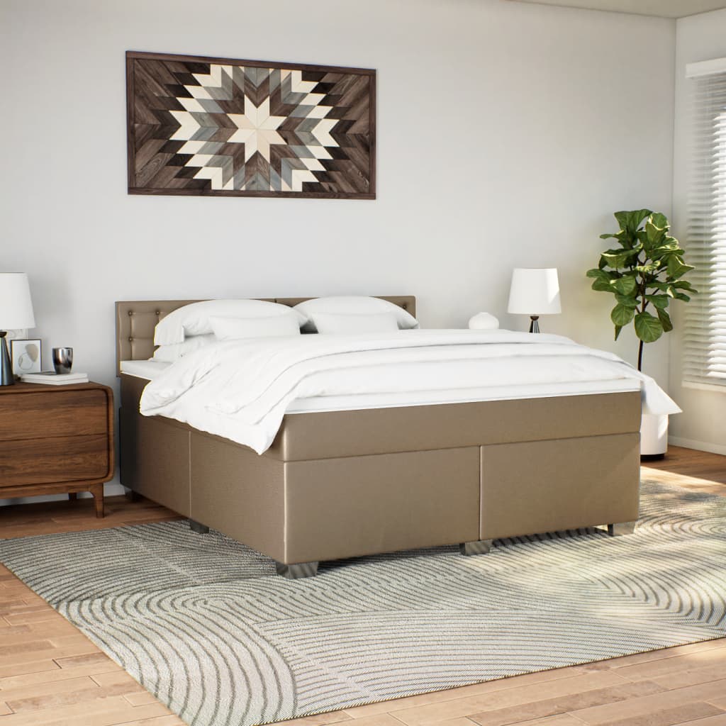 Κρεβάτι Boxspring με Στρώμα Καπουτσίνο 180x200 εκ. Συνθ. Δέρμα - Pakobazaar