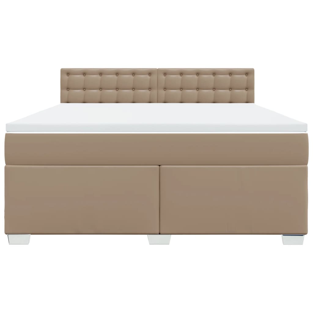 Κρεβάτι Boxspring με Στρώμα Καπουτσίνο 180x200 εκ. Συνθ. Δέρμα - Pakobazaar