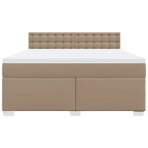 Κρεβάτι Boxspring με Στρώμα Καπουτσίνο 180x200 εκ. Συνθ. Δέρμα - Pakobazaar