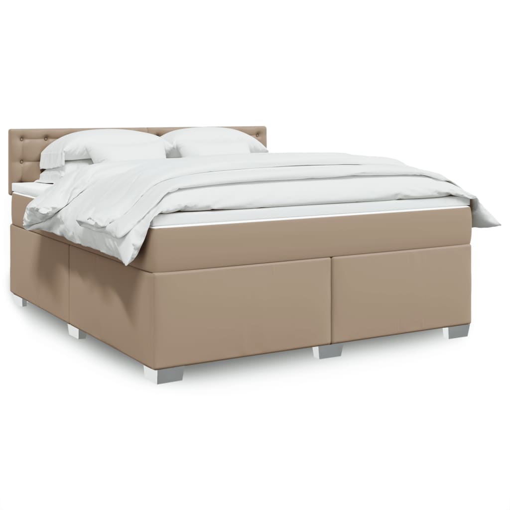 Κρεβάτι Boxspring με Στρώμα Καπουτσίνο 180x200 εκ. Συνθ. Δέρμα - Pakobazaar