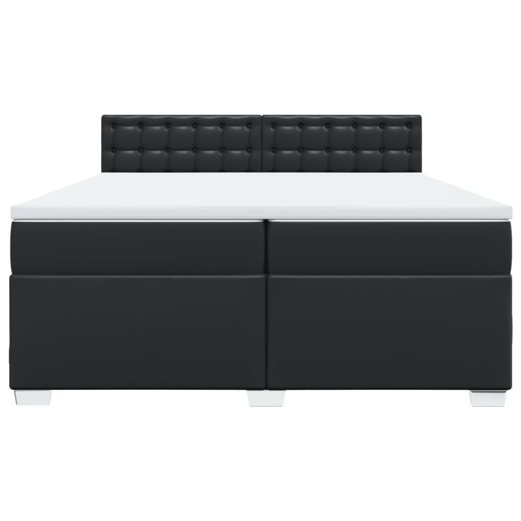 Κρεβάτι Boxspring με Στρώμα Μαύρο 200x200 εκ. Συνθετικό Δέρμα - Pakobazaar