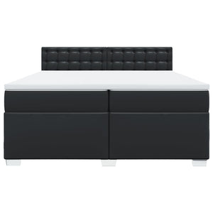 Κρεβάτι Boxspring με Στρώμα Μαύρο 200x200 εκ. Συνθετικό Δέρμα - Pakobazaar