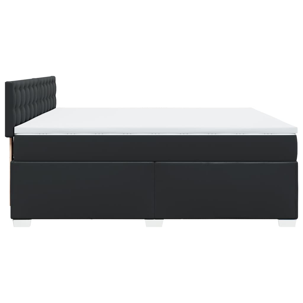 Κρεβάτι Boxspring με Στρώμα Μαύρο 200x200 εκ. Συνθετικό Δέρμα - Pakobazaar