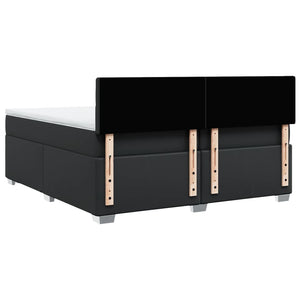 Κρεβάτι Boxspring με Στρώμα Μαύρο 200x200 εκ. Συνθετικό Δέρμα - Pakobazaar