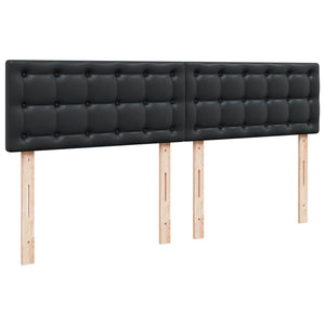 Κρεβάτι Boxspring με Στρώμα Μαύρο 200x200 εκ. Συνθετικό Δέρμα - Pakobazaar