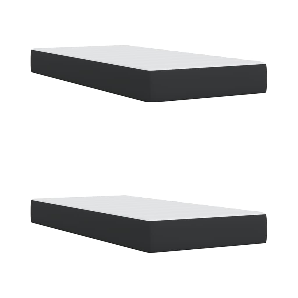 Κρεβάτι Boxspring με Στρώμα Μαύρο 200x200 εκ. Συνθετικό Δέρμα - Pakobazaar