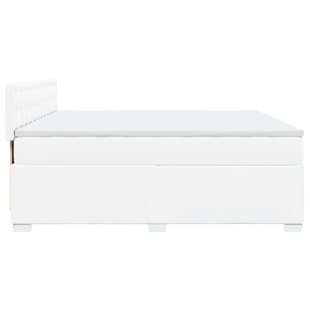 Κρεβάτι Boxspring με Στρώμα Λευκό 200x200 εκ. Συνθετικό Δέρμα - Pakobazaar