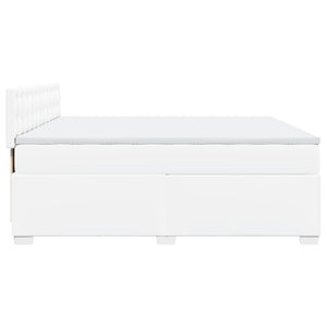Κρεβάτι Boxspring με Στρώμα Λευκό 200x200 εκ. Συνθετικό Δέρμα - Pakobazaar
