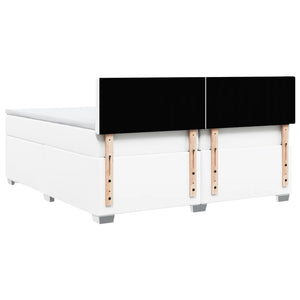 Κρεβάτι Boxspring με Στρώμα Λευκό 200x200 εκ. Συνθετικό Δέρμα - Pakobazaar