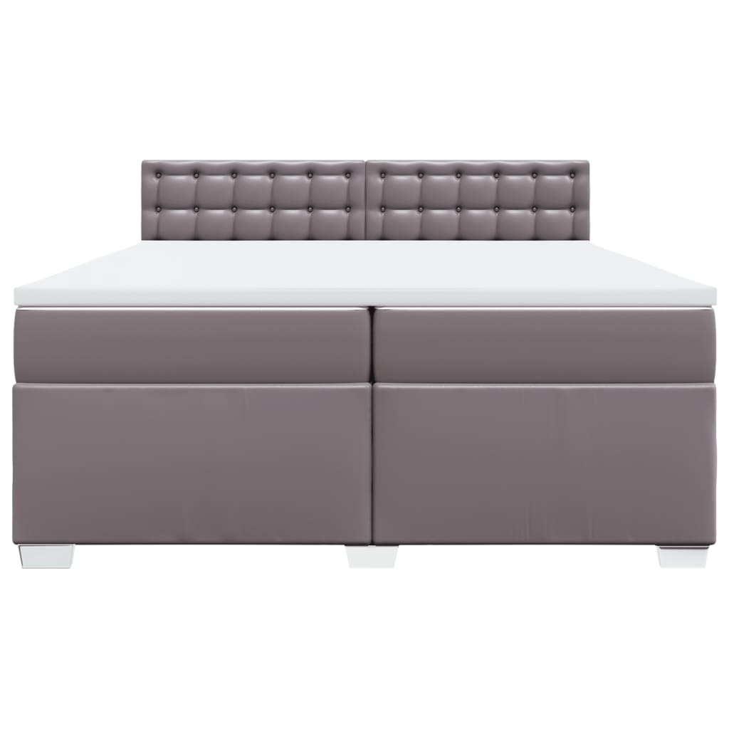 Κρεβάτι Boxspring με Στρώμα Γκρι 200x200 εκ. Συνθετικό Δέρμα - Pakobazaar