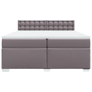 Κρεβάτι Boxspring με Στρώμα Γκρι 200x200 εκ. Συνθετικό Δέρμα - Pakobazaar