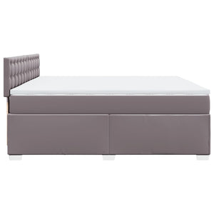 Κρεβάτι Boxspring με Στρώμα Γκρι 200x200 εκ. Συνθετικό Δέρμα - Pakobazaar