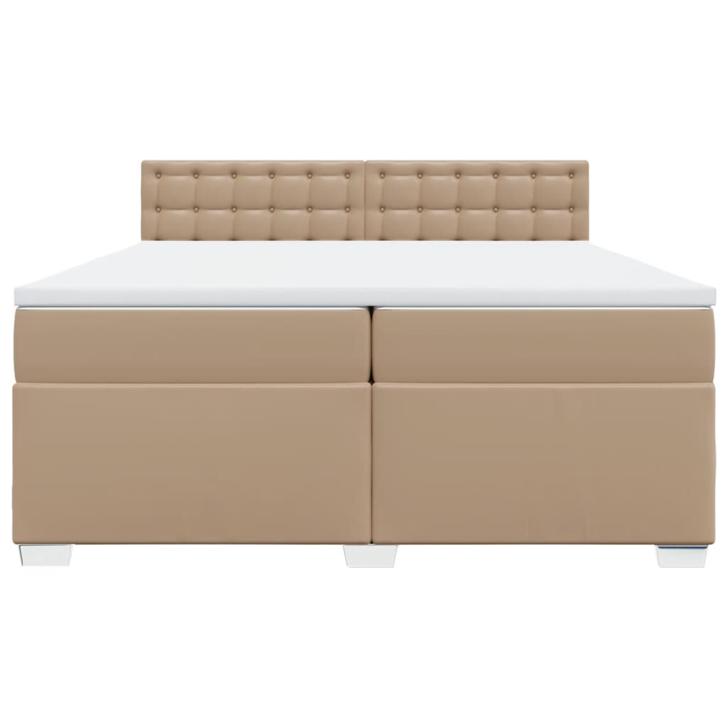 Κρεβάτι Boxspring με Στρώμα Καπουτσίνο 200x200εκ.από Συνθ.Δέρμα