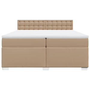 Κρεβάτι Boxspring με Στρώμα Καπουτσίνο 200x200εκ.από Συνθ.Δέρμα - Pakobazaar