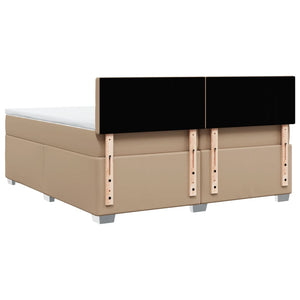 Κρεβάτι Boxspring με Στρώμα Καπουτσίνο 200x200εκ.από Συνθ.Δέρμα - Pakobazaar
