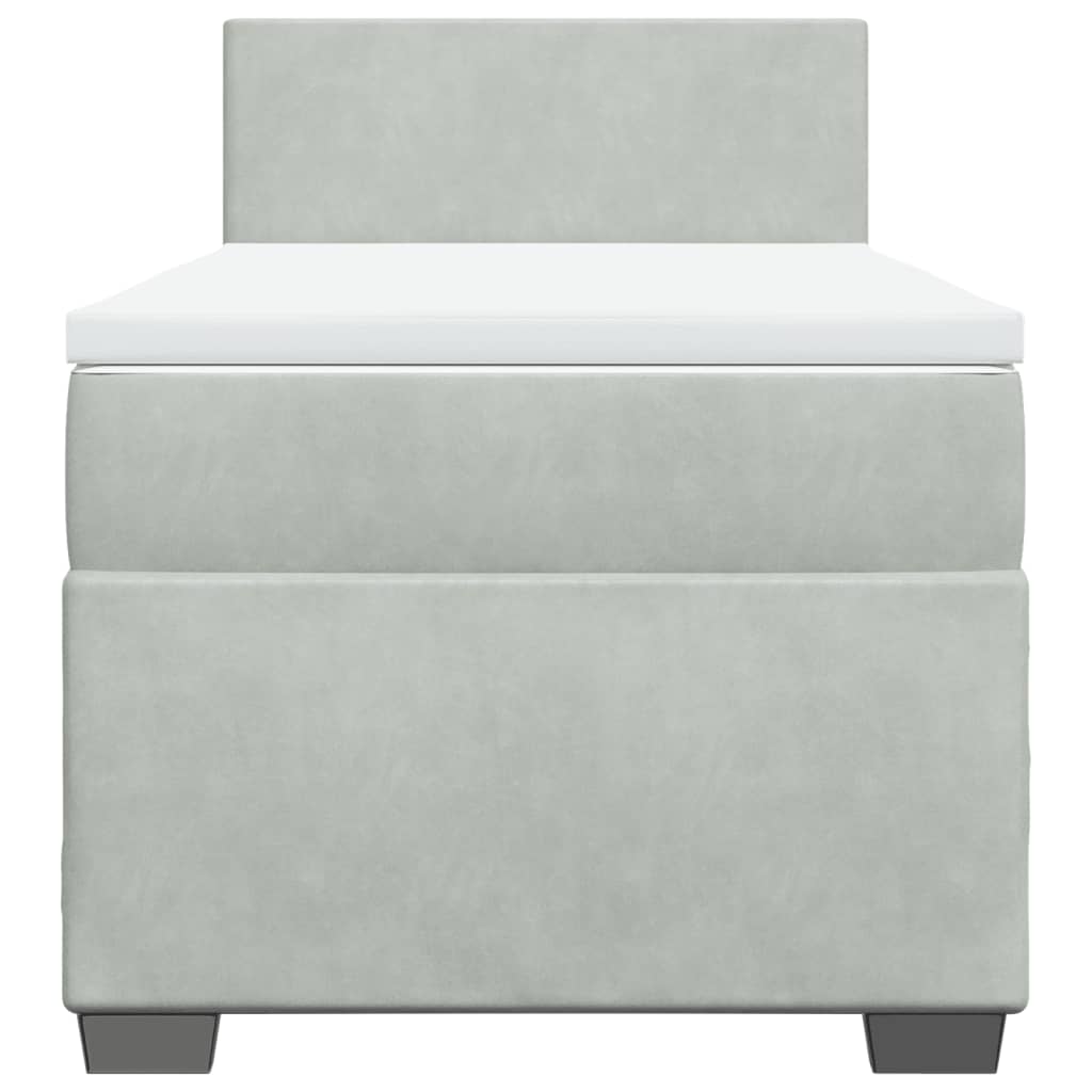 Κρεβάτι Boxspring με Στρώμα Ανοιχτό Γκρι 80x200 εκ. Βελούδινο