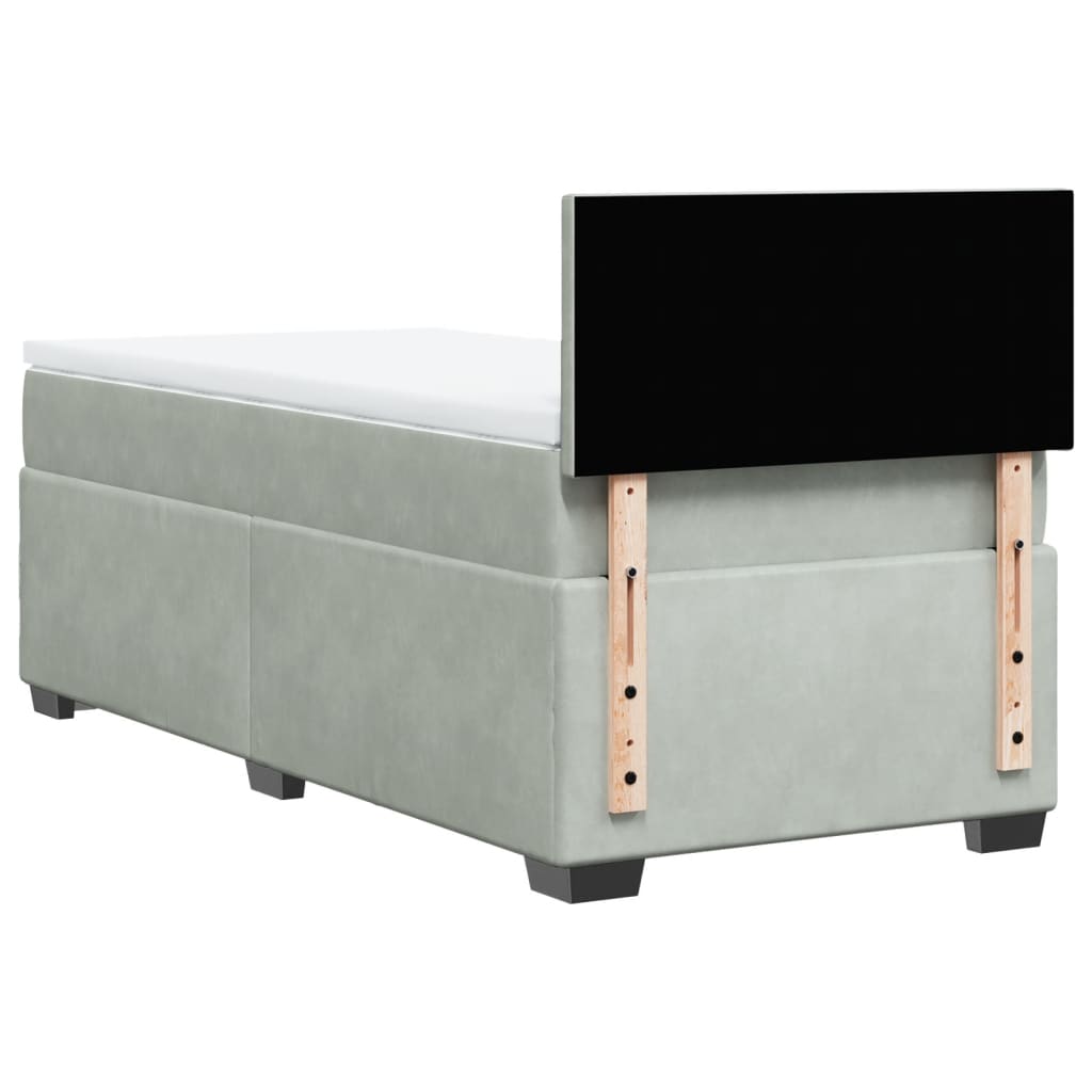 Κρεβάτι Boxspring με Στρώμα Ανοιχτό Γκρι 80x200 εκ. Βελούδινο