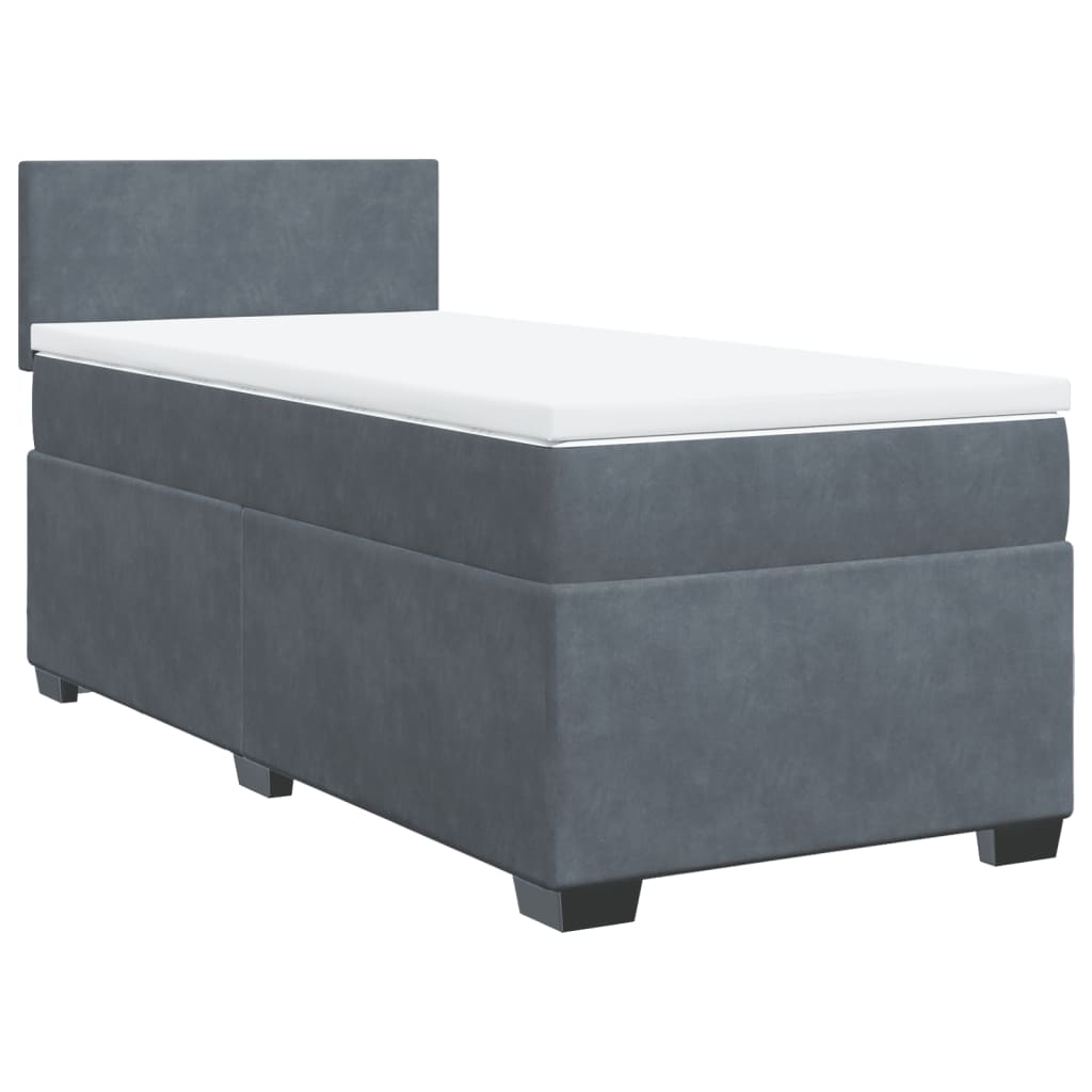 Κρεβάτι Boxspring με Στρώμα Σκούρο Γκρι 80x200 εκ. Βελούδινο