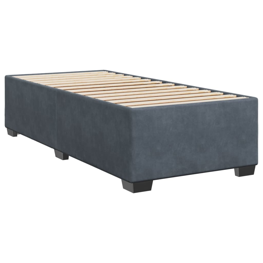 Κρεβάτι Boxspring με Στρώμα Σκούρο Γκρι 80x200 εκ. Βελούδινο