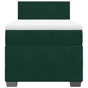 Κρεβάτι Boxspring με Στρώμα Σκούρο Πράσινο 80x200 εκ. Βελούδινο