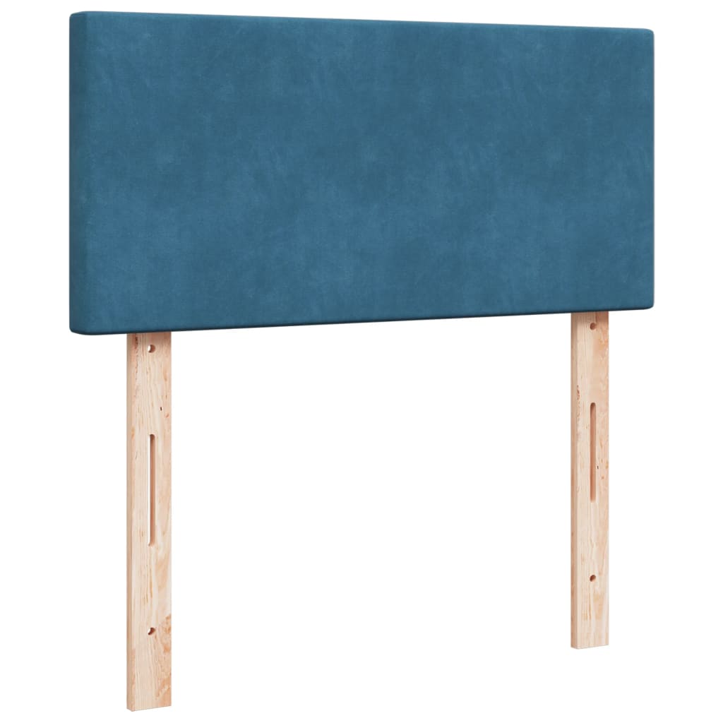 Κρεβάτι Boxspring με Στρώμα Σκούρο Μπλε 80 x 200 εκ. Βελούδινο - Pakobazaar