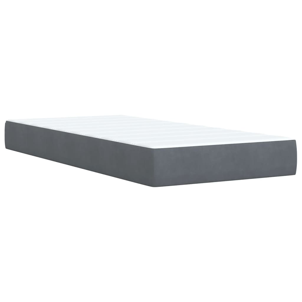 Κρεβάτι Boxspring με Στρώμα Σκούρο Γκρι 80x200 εκ. Βελούδινο