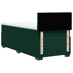 Κρεβάτι Boxspring με Στρώμα Σκούρο Πράσινο 80x200 εκ. Βελούδινο