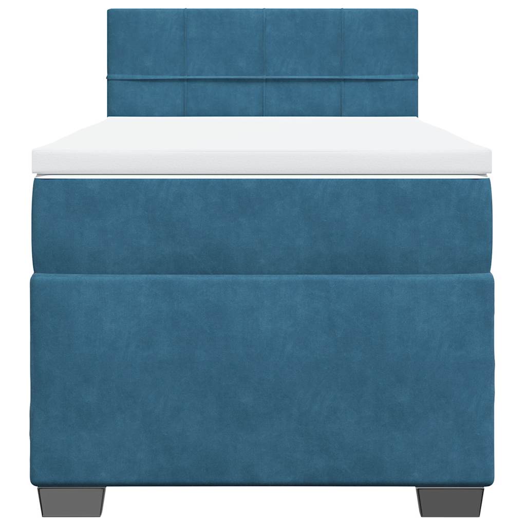 Κρεβάτι Boxspring με Στρώμα Σκούρο Μπλε 80 x 200 εκ. Βελούδινο - Pakobazaar