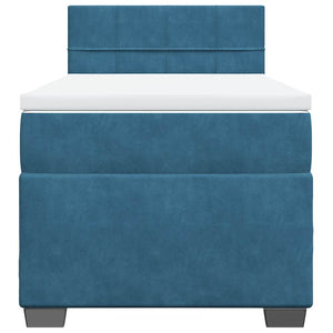 Κρεβάτι Boxspring με Στρώμα Σκούρο Μπλε 80 x 200 εκ. Βελούδινο - Pakobazaar