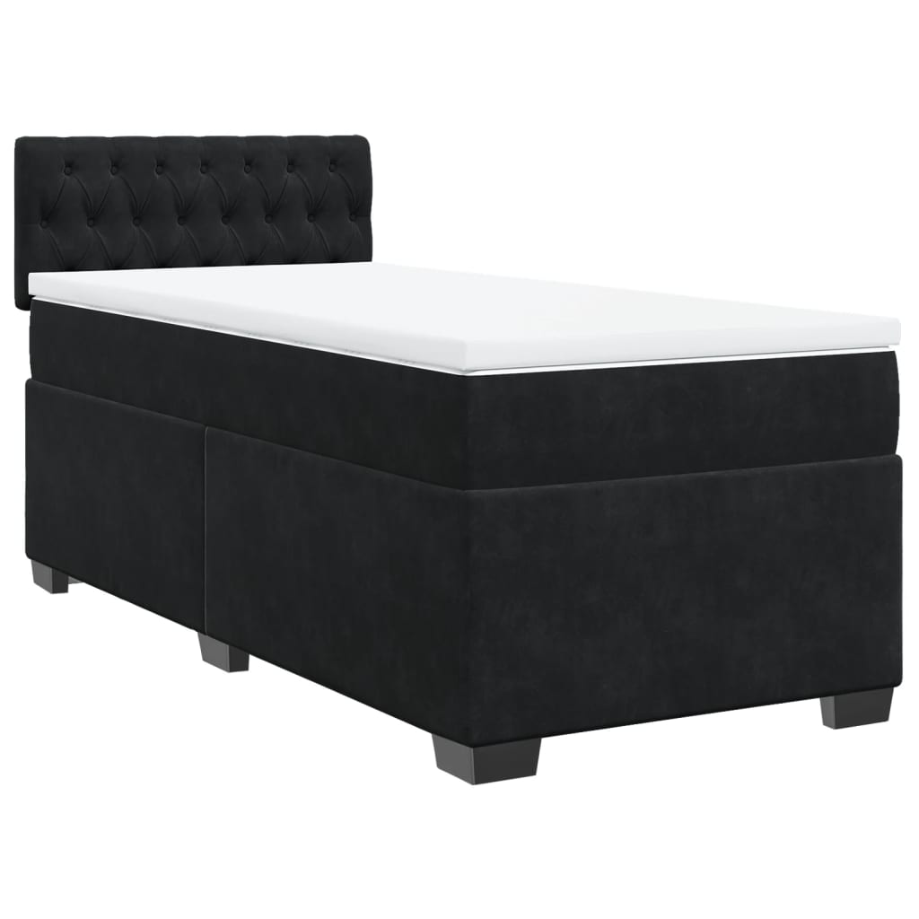 Κρεβάτι Boxspring με Στρώμα Μαύρο 80 x 200 εκ. Βελούδινο