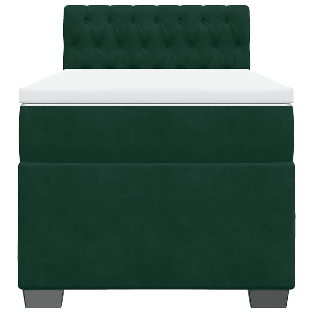 Κρεβάτι Boxspring με Στρώμα Σκούρο Πράσινο 80x200 εκ. Βελούδινο - Pakobazaar