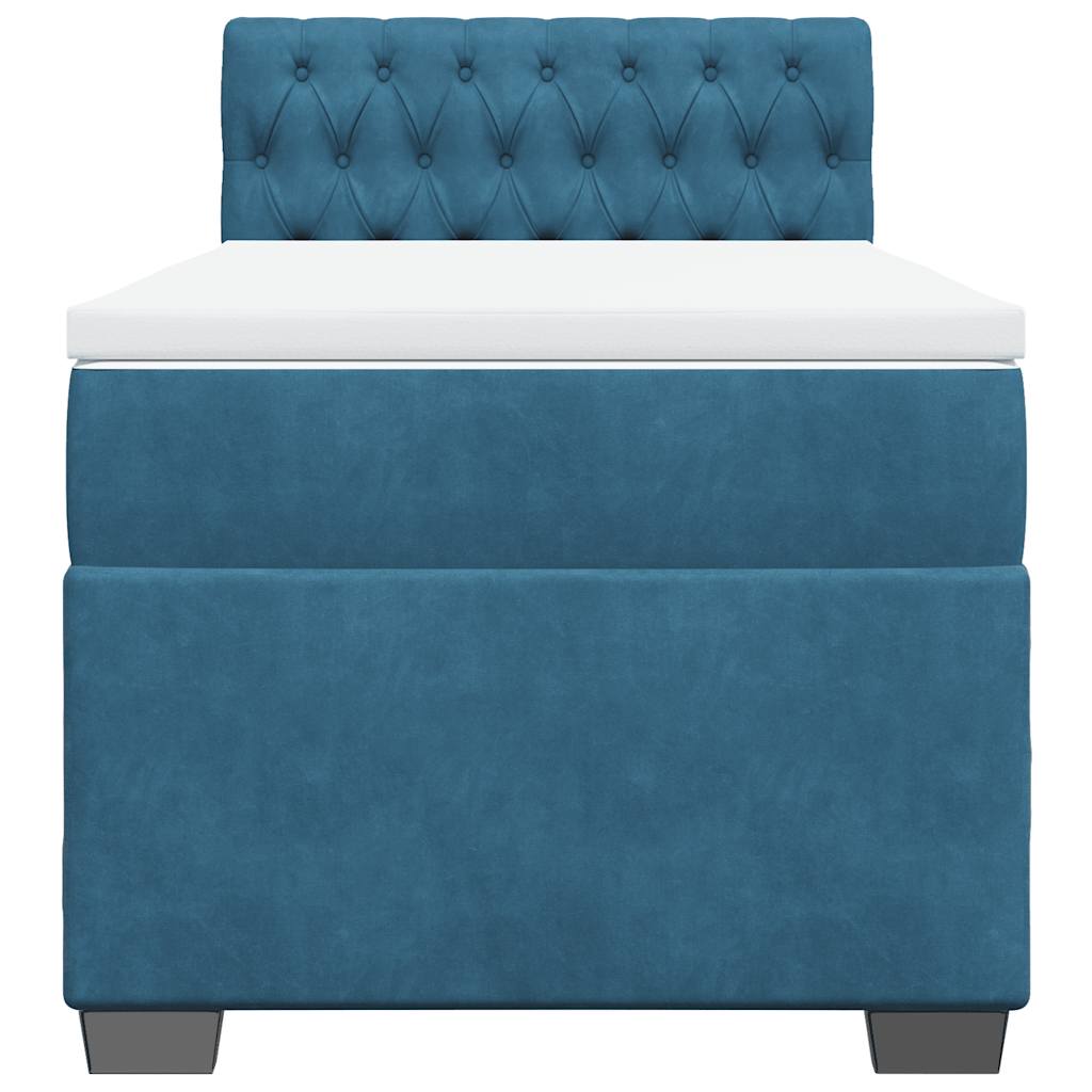 Κρεβάτι Boxspring με Στρώμα Σκούρο Μπλε 80 x 200 εκ. Βελούδινο - Pakobazaar