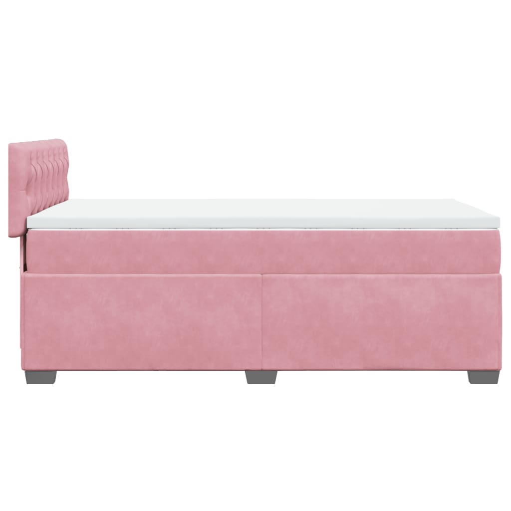 Κρεβάτι Boxspring με Στρώμα Ροζ 80 x 200 εκ. Βελούδινο - Pakobazaar