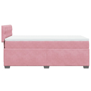 Κρεβάτι Boxspring με Στρώμα Ροζ 80 x 200 εκ. Βελούδινο - Pakobazaar