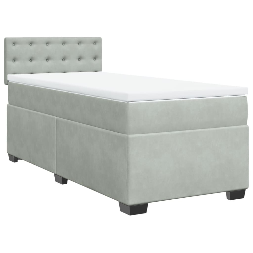 Κρεβάτι Boxspring με Στρώμα Ανοιχτό Γκρι 80x200 εκ. Βελούδινο