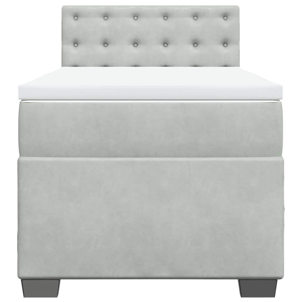Κρεβάτι Boxspring με Στρώμα Ανοιχτό Γκρι 80x200 εκ. Βελούδινο